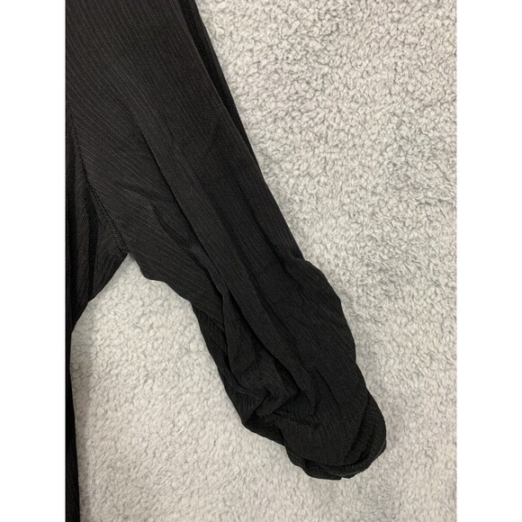 TANJAY Large (L) Black Stretch Open Front Jacket Coat Shawl Cinched Sleeves - Picture 3 of 9